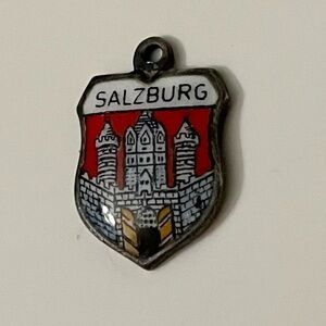 Vintage Salzburg Austria REU 800 Silver Enamel Travel Bracelet Charm Pendant